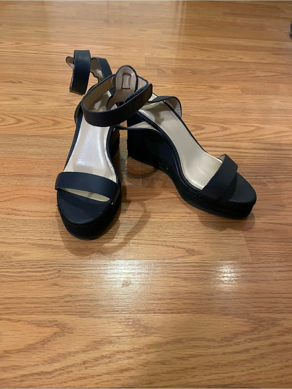 H by Halston Women’s Navy Blue Ankle Velcro Strap Wedge Sandals